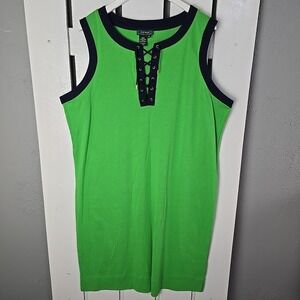 LRL Ralph Lauren Womens Barbados Midi Dress 3X Green Preppy Coastal Vacation